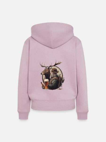 Jäger trinkt Bier - Frauen Premium Bio Zip Hoodie - Altrosa