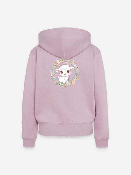Ziege - Frauen Premium Bio Zip Hoodie - Altrosa