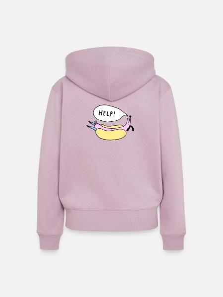 Help_Hot_Dog - Frauen Premium Bio Zip Hoodie - Altrosa