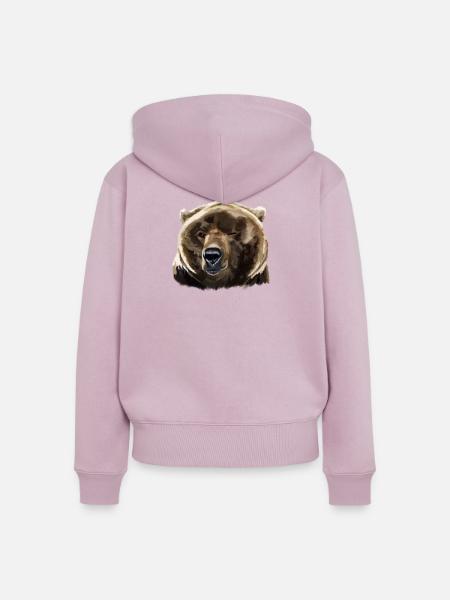 Bär - Frauen Premium Bio Zip Hoodie - Altrosa