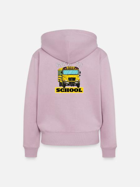 Back to school, Schulbeginn, Schulbus - Frauen Premium Bio Zip Hoodie - Altrosa