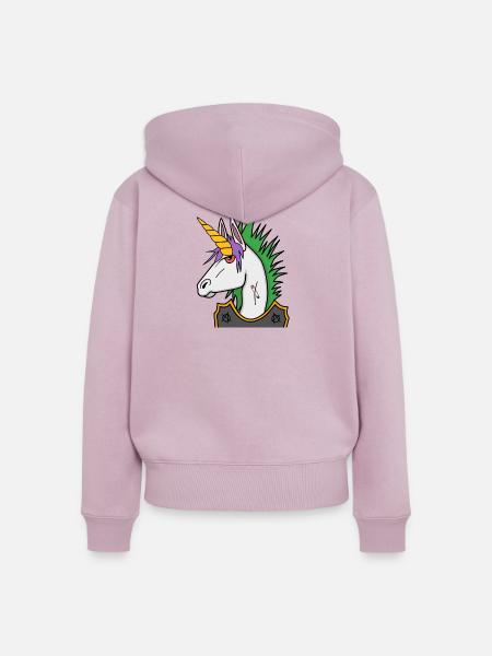 Einhorn Punk - Frauen Premium Bio Zip Hoodie - Altrosa