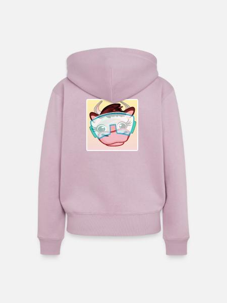 Ski Kühe - Frauen Premium Bio Zip Hoodie - Altrosa
