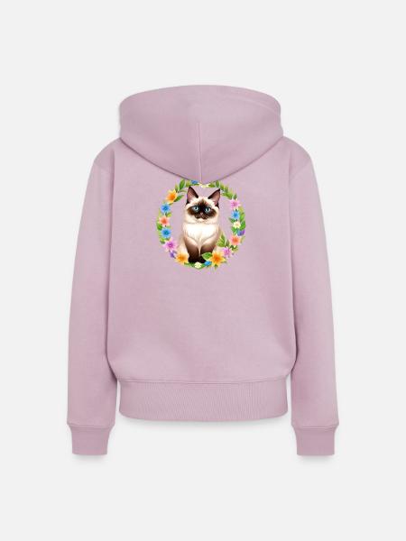 Frühlingserwachende Samtpfote - Frauen Premium Bio Zip Hoodie - Altrosa