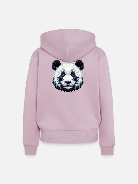 Polygonaler Panda - Frauen Premium Bio Zip Hoodie - Altrosa