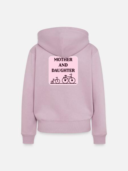 Fahrrad-Bond von Mutter und Tochter - Frauen Premium Bio Zip Hoodie - Altrosa