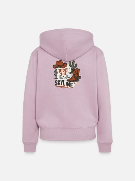 Ride the Skyline Western Stadtmotiv - Frauen Premium Bio Zip Hoodie - Altrosa