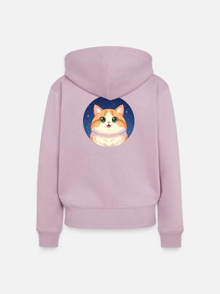 Sternennacht-Kätzchen - Frauen Premium Bio Zip Hoodie - Altrosa