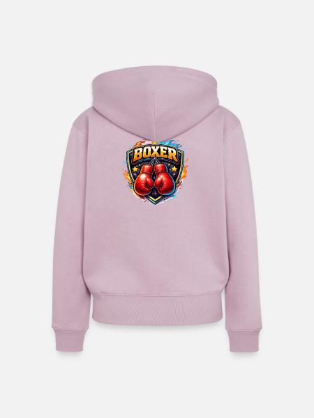 Kämpferisches Boxlogo mit Handschuhen - Frauen Premium Bio Zip Hoodie - Altrosa