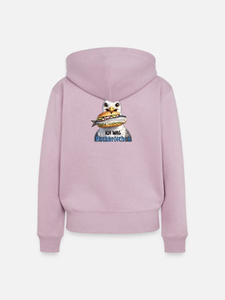 Fischbrötchen Möwe Humor - Frauen Premium Bio Zip Hoodie - Altrosa
