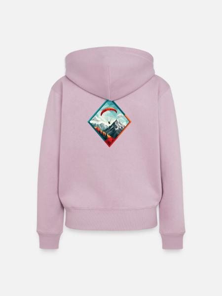 Paraglider über Berglandschaft - Frauen Premium Bio Zip Hoodie - Altrosa