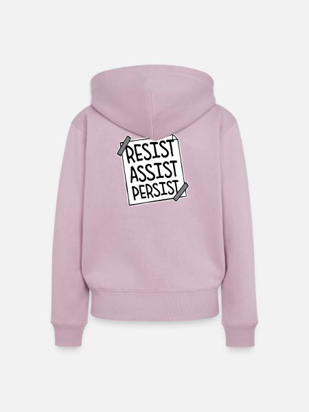 Resist Assist Persist Aktivismus Motivation Logo - Frauen Premium Bio Zip Hoodie - Altrosa