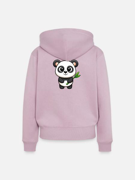 Kawaii-Panda mit Bambus - Frauen Premium Bio Zip Hoodie - Altrosa