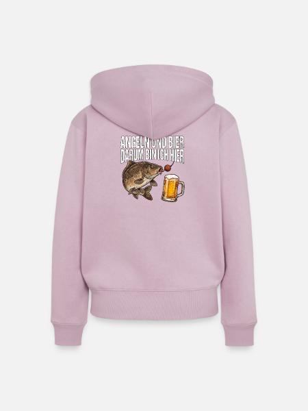 Karpfen Angeln Und Bier - Frauen Premium Bio Zip Hoodie - Altrosa