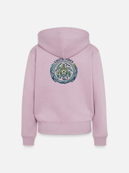 Exotische Vibes 🐢 Sammlung Textil Tatau - Frauen Premium Bio Zip Hoodie - Altrosa
