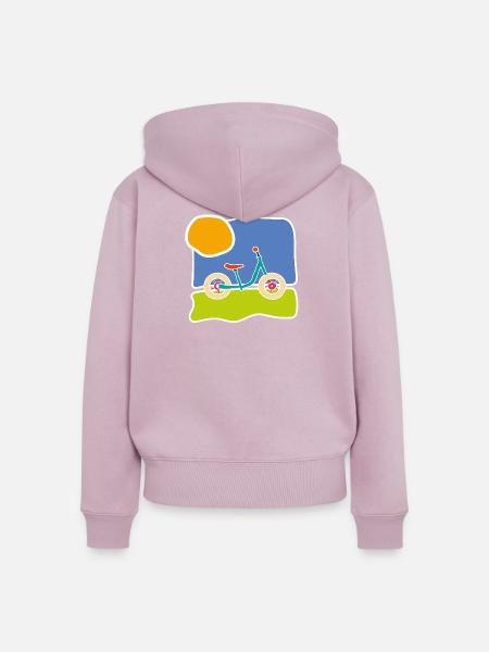 Buntes Kinderrad – Fahrt und Freiheit - Frauen Premium Bio Zip Hoodie - Altrosa