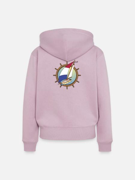 Niederländisches Segelboot mit Lenkrad - Frauen Premium Bio Zip Hoodie - Altrosa