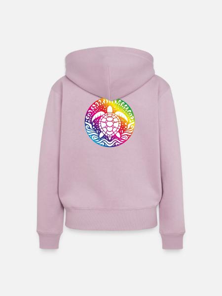 Regenbogenschildkröten-Mandala Ozeankreis - Frauen Premium Bio Zip Hoodie - Altrosa