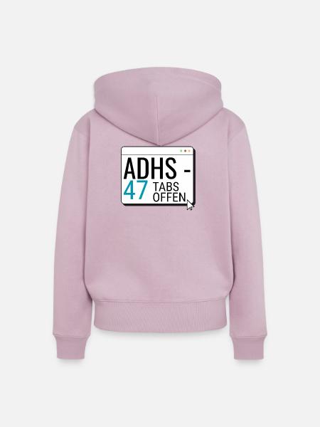 ADHS – 47 Tabs offen - Frauen Premium Bio Zip Hoodie - Altrosa