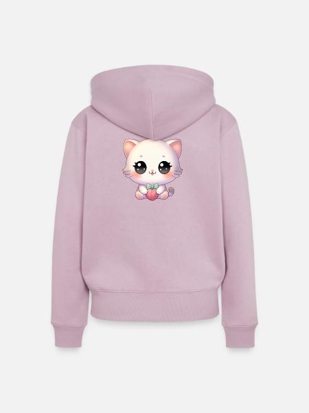 Kawaii Chibi Katze - Frauen Premium Bio Zip Hoodie - Altrosa