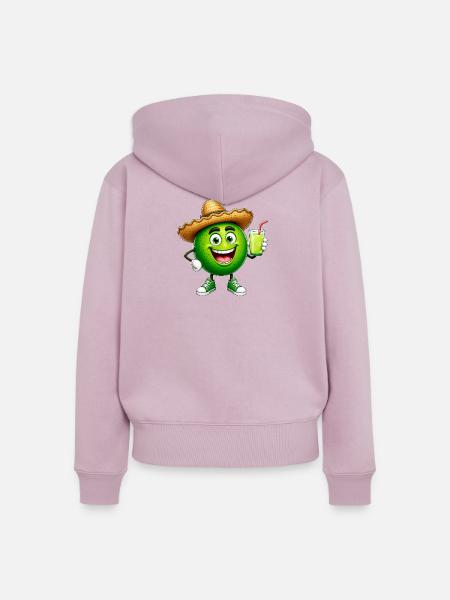 Happy Lime mit einem Getränk - Frauen Premium Bio Zip Hoodie - Altrosa