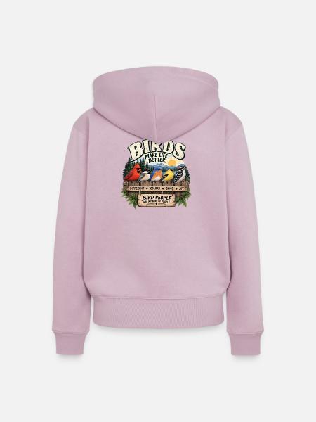 Vögel machen das Leben besser - Frauen Premium Bio Zip Hoodie - Altrosa
