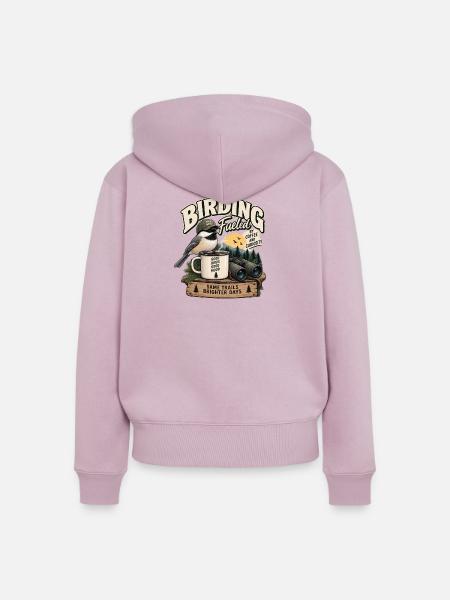 Vogelbeobachtung, angetrieben von Kaffee - Frauen Premium Bio Zip Hoodie - Altrosa