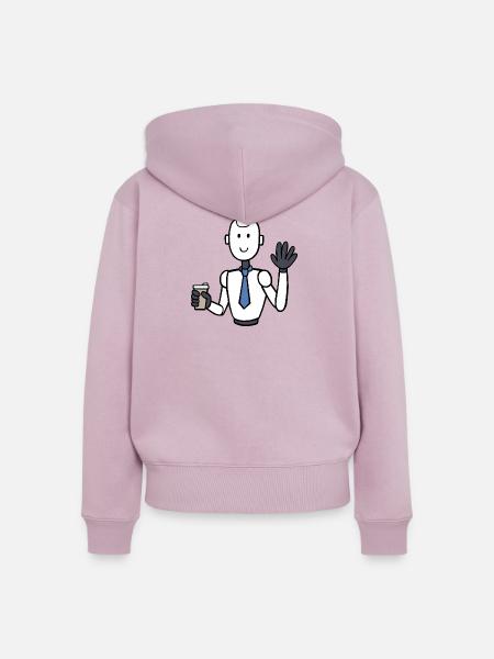 Geschäftsmann-Roboter mit Kaffee - Frauen Premium Bio Zip Hoodie - Altrosa