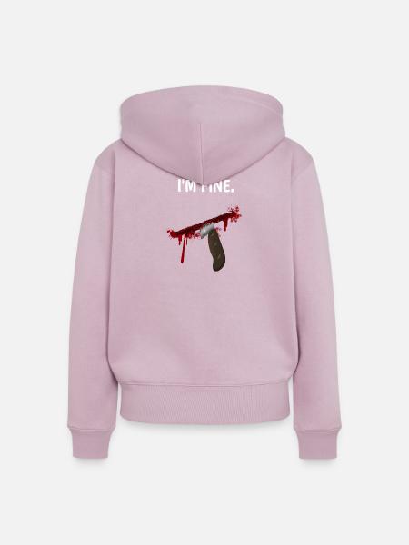 I'm fine - Messer mit Blutspritzern - Frauen Premium Bio Zip Hoodie - Altrosa