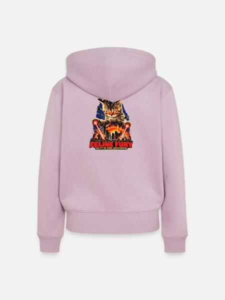 Feline Fury - Frauen Premium Bio Zip Hoodie - Altrosa
