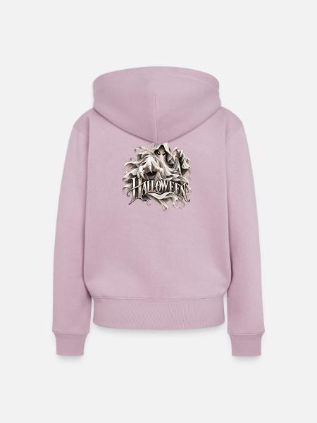 Halloween Geist Silhouette - Frauen Premium Bio Zip Hoodie - Altrosa