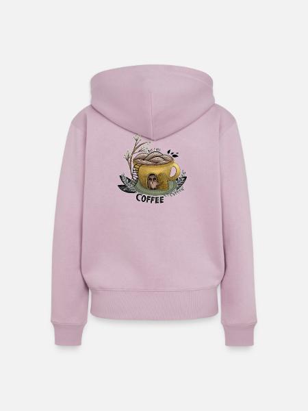 But First Coffee Owl - Frauen Premium Bio Zip Hoodie - Altrosa