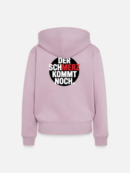 Der SCHMERZ kommt noch – Lustiger Spruch - Frauen Premium Bio Zip Hoodie - Altrosa
