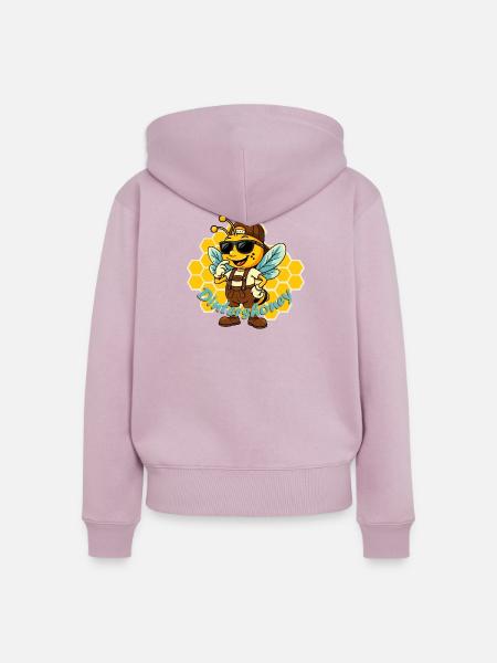Honigbiene Styleheld mit Sonnenbrille - Frauen Premium Bio Zip Hoodie - Altrosa