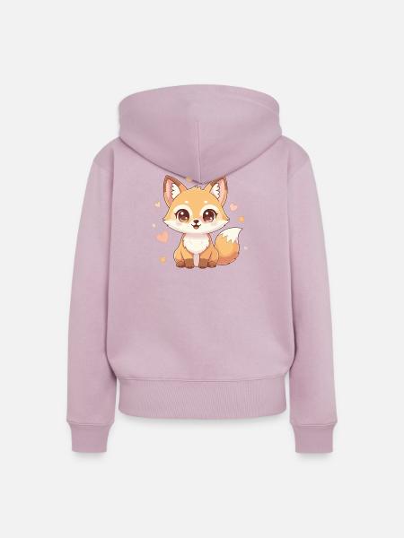 Kuschelfuchs mit Herzchen Charme - Frauen Premium Bio Zip Hoodie - Altrosa