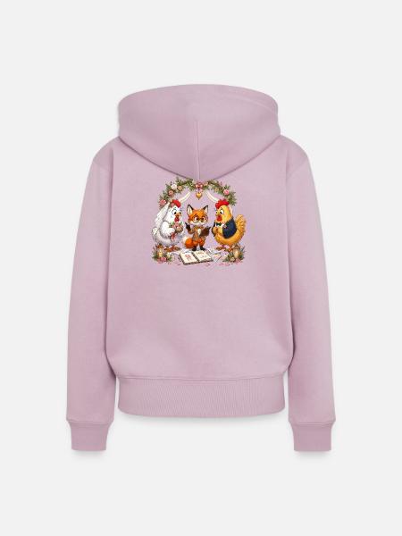Tierhochzeit unter Blütenbogen - Frauen Premium Bio Zip Hoodie - Altrosa