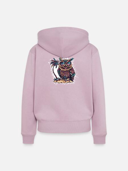 Eule Sommer Comic - Frauen Premium Bio Zip Hoodie - Altrosa