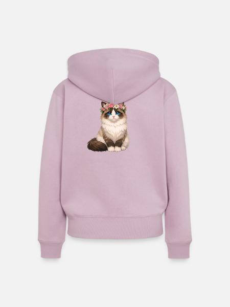 Ragdoll Katze - Frauen Premium Bio Zip Hoodie - Altrosa