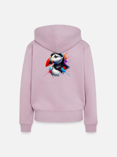Papageitaucher - Frauen Premium Bio Zip Hoodie - Altrosa