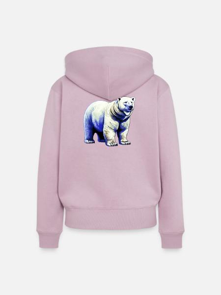Weißer Eisbär - Frauen Premium Bio Zip Hoodie - Altrosa