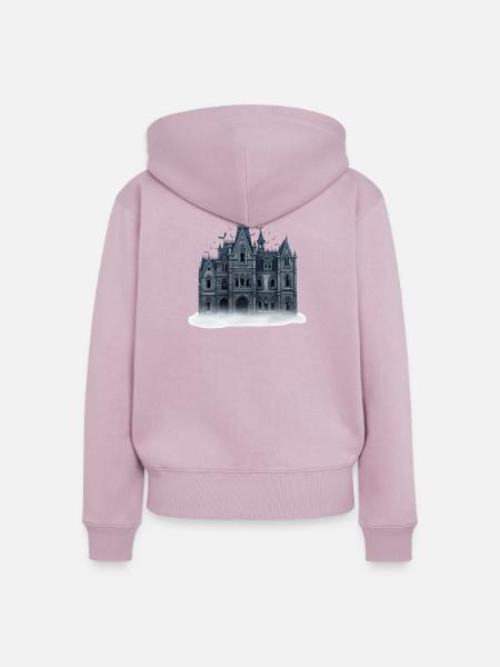 Gothisches Spukhaus Illustration - Frauen Premium Bio Zip Hoodie - Altrosa
