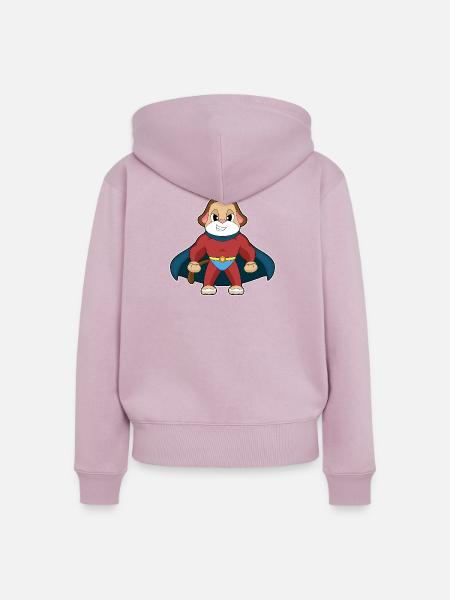 Hund Superheld Umhang - Frauen Premium Bio Zip Hoodie - Altrosa