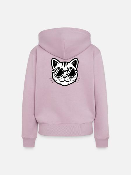 Coole Katze mit Sonnenbrille - Frauen Premium Bio Zip Hoodie - Altrosa