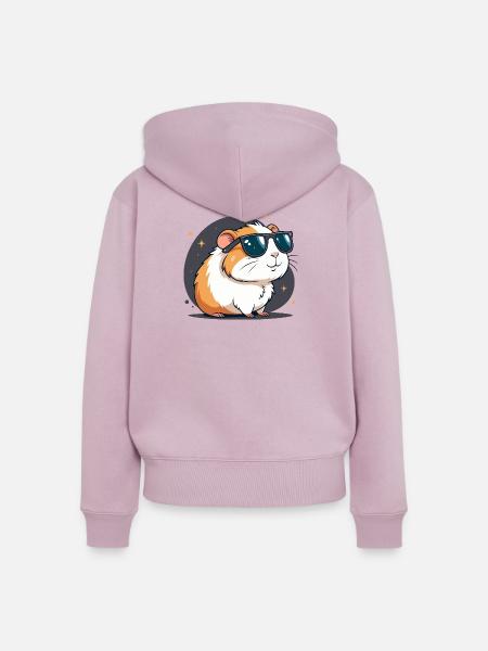 Cooler Hamster mit dunkler Brille - Frauen Premium Bio Zip Hoodie - Altrosa