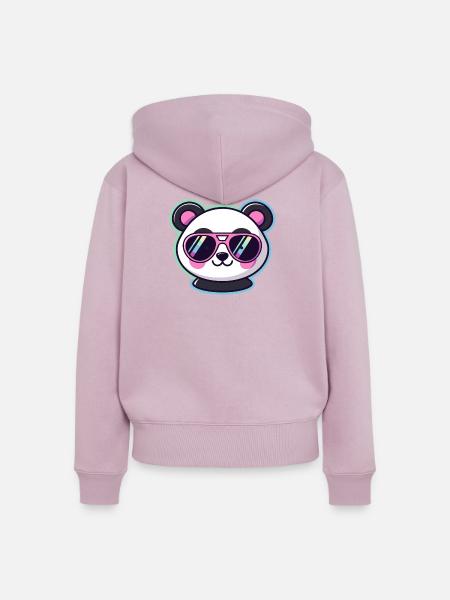 Panda Pop Retro-Pinkbrille - Frauen Premium Bio Zip Hoodie - Altrosa