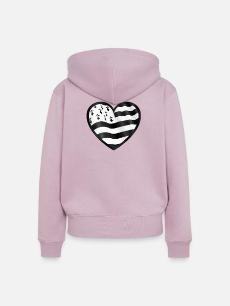 Herz der bretonischen Flagge - Frauen Premium Bio Zip Hoodie - Altrosa