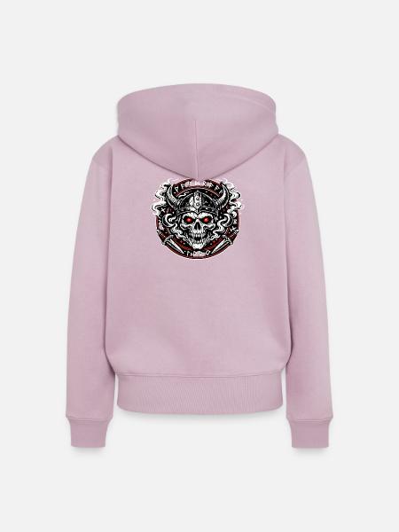 Vikingenschädel Feuerkreis - Frauen Premium Bio Zip Hoodie - Altrosa