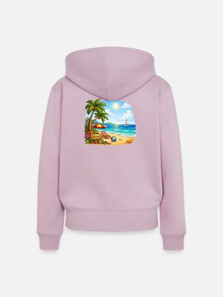 Willkommen am Tropenstrand - Frauen Premium Bio Zip Hoodie - Altrosa