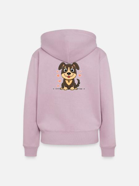 Kleines Hündchen mit Schlappohren (Comic) - Frauen Premium Bio Zip Hoodie - Altrosa