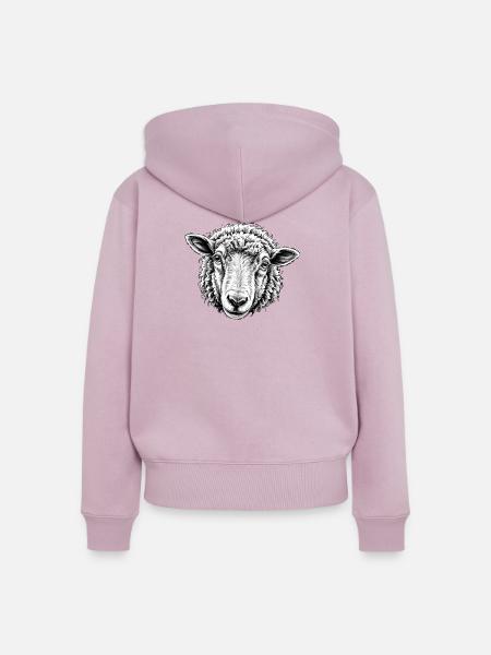 Monochromes Schafgesicht - Frauen Premium Bio Zip Hoodie - Altrosa